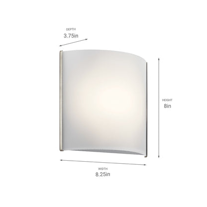 Kichler Wall Sconce LED 8.25x8", Brushed Nickel, White Acrylic