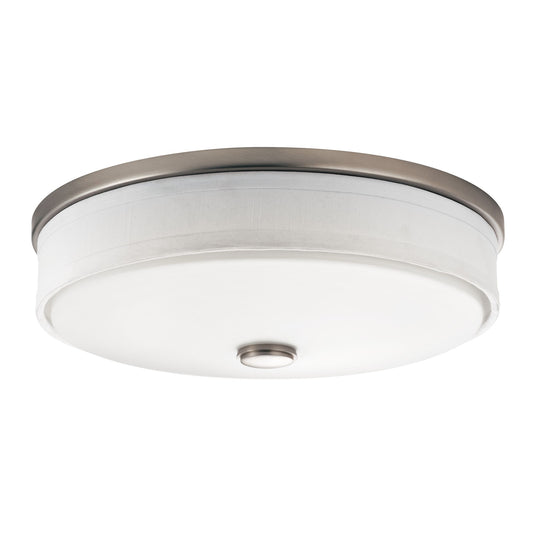 Kichler Flush Mt LED 13x4.25", Brsh Nickel, Wht Linen, Wht Acrylic