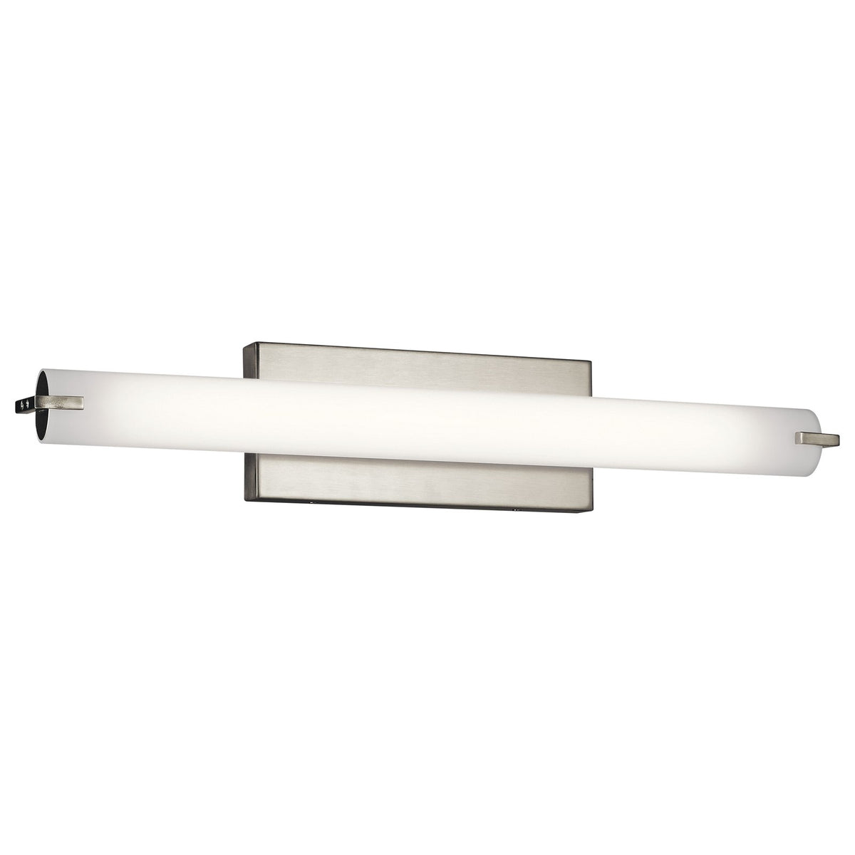 Kichler Linear Bath 26in 1-Light Wall Sconce | Transitional Brushed Nickel and White Acrylic Diffuser | Bathroom Vanity | Model 11149NILED