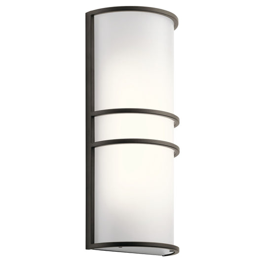 Kichler 2-Light LED Wall Sconce | Transitional Olde Bronze Finish | Hallway & Bathroom Accent | 7 x 3.75 x 16 in, Damp Rated | Model 11315OZLED