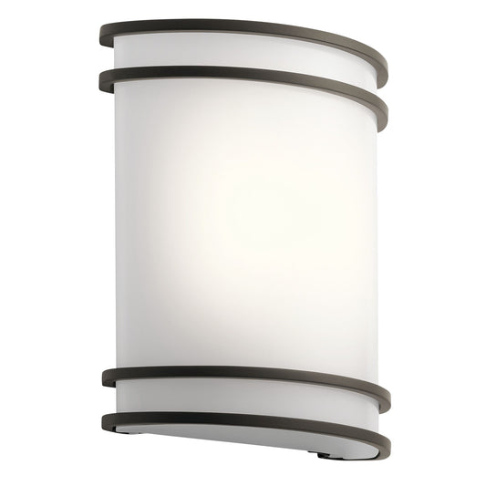 Kichler 1-Light Wall Sconce LED | Utilitarian Olde Bronze | Hallway & Bathroom Accent Light | 9.5 x 10.75 x 3.75 in | Model 11319OZLED