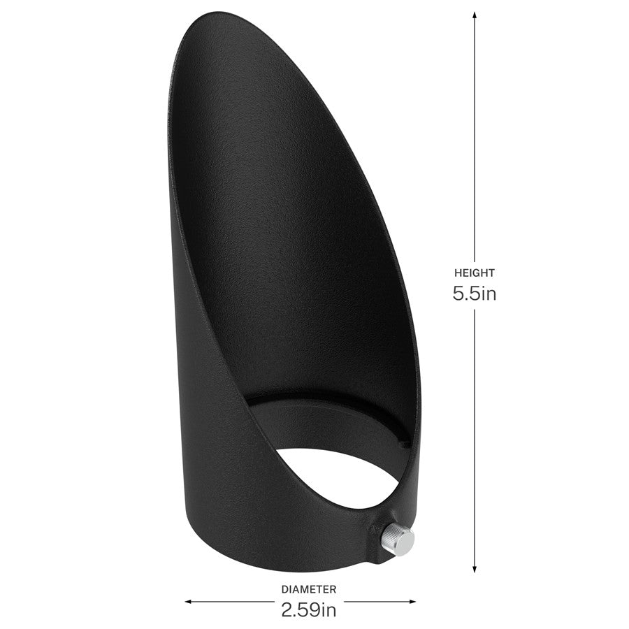Kichler Integra Long Cowl | Textured Black Aluminum | Outdoor Accent Light Accessory | 5.5 in H | Model 16293BKT
