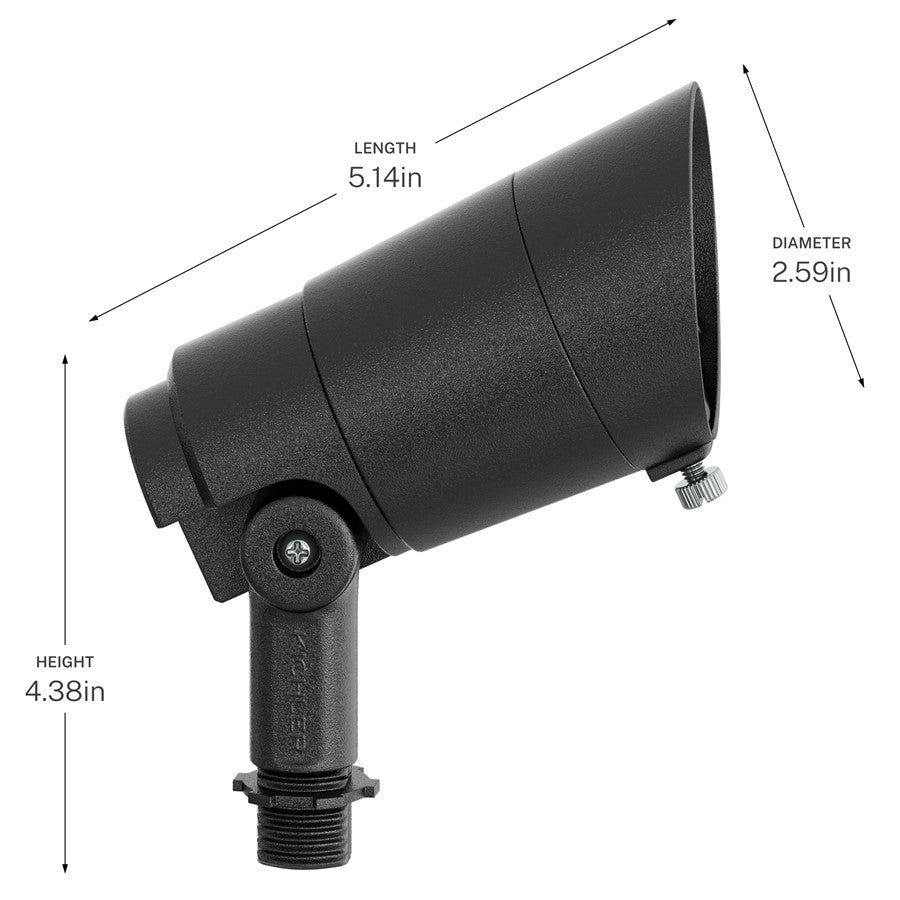 Kichler Integra 5in Accent Light | Textured Black Aluminum | Outdoor Landscape & Pathway | 200 Lm 3000K Dimmable LED | Model 16301BKT30