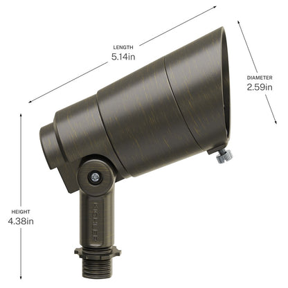 Kichler Integra 5in 1-Light Accent Light | Brass Centennial Brass | Landscape & Pathway | 375 lm, 3000K, Dimmable | Model 16303CBR30