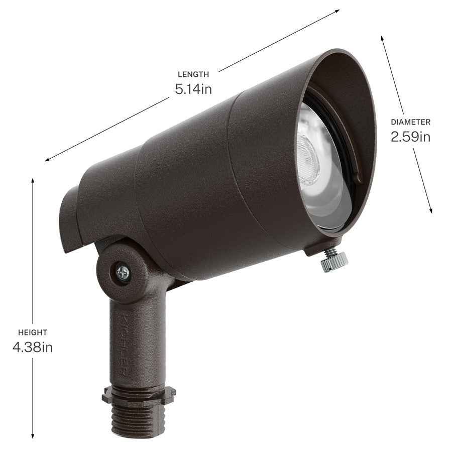 Kichler Integra 600 Lm 35° Accent Light 5in | Textured Architectural Bronze Aluminum | Landscape & Wet Location | 600 Lumens 3000K | Model 16304AZT30