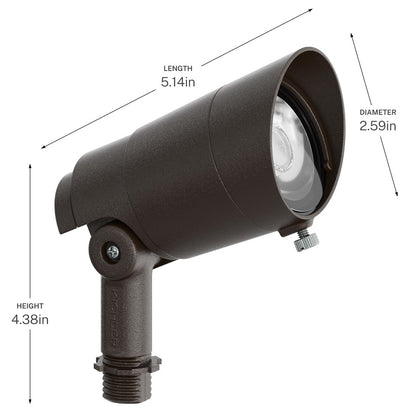 Kichler Integra 600 Lm 60° Accent Light 5in | Textured Architectural Bronze Aluminum | Landscape & Wet Location | 600 Lumens 3000K | Model 16305AZT30