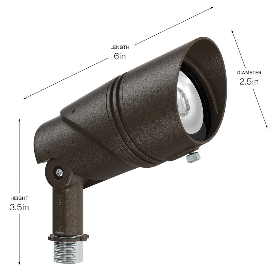 Kichler Varia 6in Medium Adj. Accent Light | Textured Architectural Bronze Aluminum | Wet Location Landscape & Accent | Model 16311AZT