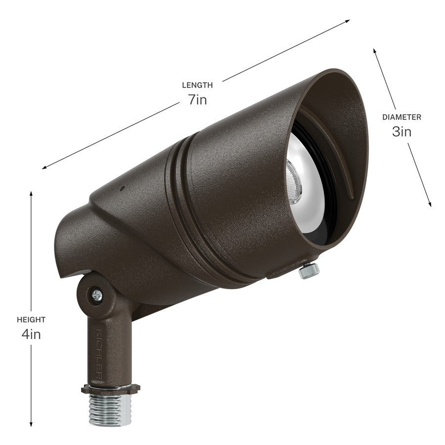 Kichler Varia 7in Large Adj. Accent Light | Textured Architectural Bronze Aluminum | Wet Location Landscape & Accent | 7 x 4 x 3 in | Model 16312AZT