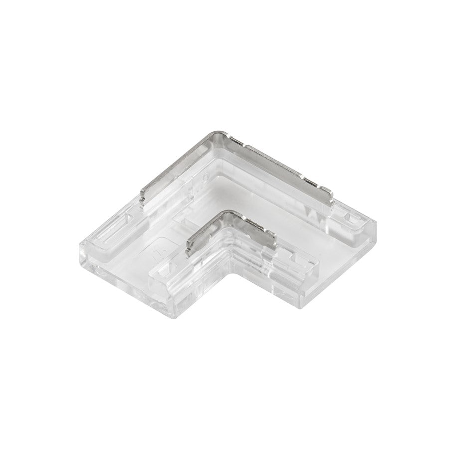 Kichler COB Dry 90 Degree Crimp Connector | Clear Plastic | Under Cabinet & Shelf Tape Light | 24V DC | Model 1CCOB90CLR