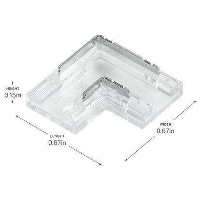 Kichler COB Dry 90 Degree Crimp Connector | Clear Plastic | Under Cabinet & Shelf Tape Light | 24V DC | Model 1CCOB90CLR