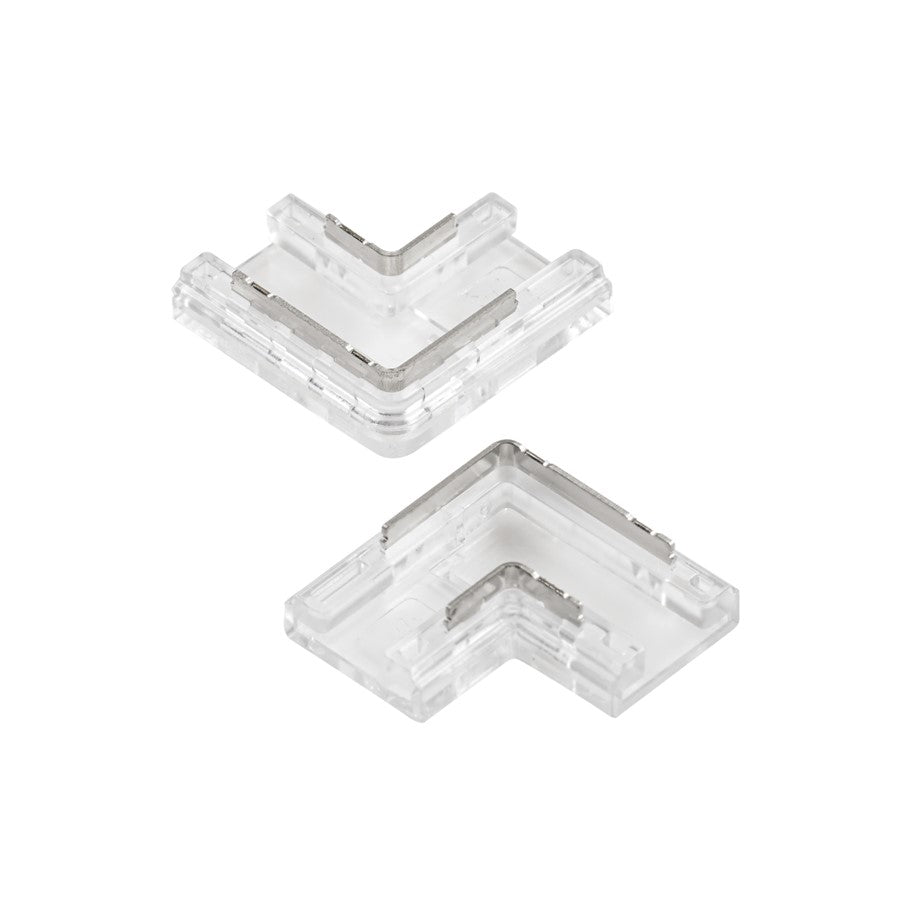 Kichler COB Dry 90 Degree Crimp Connector | Clear Plastic | Under Cabinet & Shelf Tape Light | 24V DC | Model 1CCOB90CLR