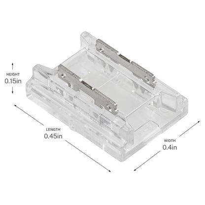 Kichler COB Dry Tape to Tape Crimp Connector | Clear Plastic | Under Cabinet & Shelf Tape Light Connector | 0.45 x 0.4 x 0.15 in | Model 1CCOBTTCLR