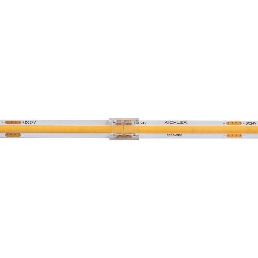 Kichler COB Dry Tape to Tape Crimp Connector | Clear Plastic | Under Cabinet & Shelf Tape Light Connector | 0.45 x 0.4 x 0.15 in | Model 1CCOBTTCLR