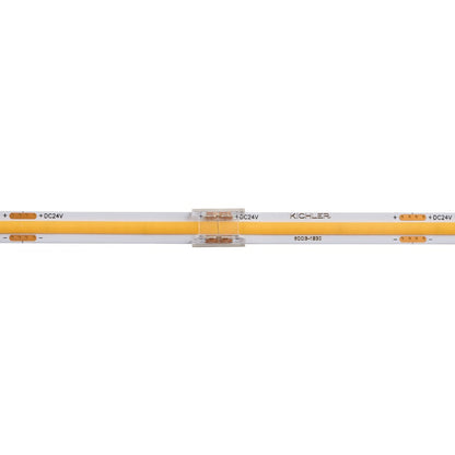 Kichler COB Dry Tape to Tape Crimp Connector | Clear Plastic | Under Cabinet & Shelf Tape Light Connector | 0.45 x 0.4 x 0.15 in | Model 1CCOBTTCLR