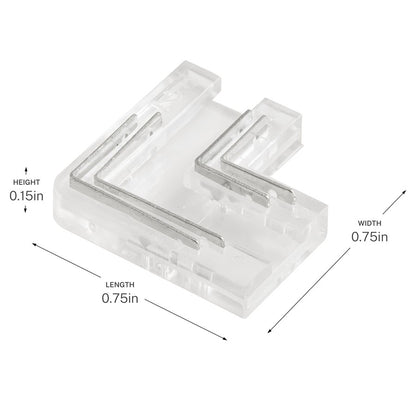 Kichler COB Tunable Tape to Tape 90 Degree Connector | Clear Plastic | Under Cabinet & Shelf | 24V DC | Model 1CTCOB90CLR