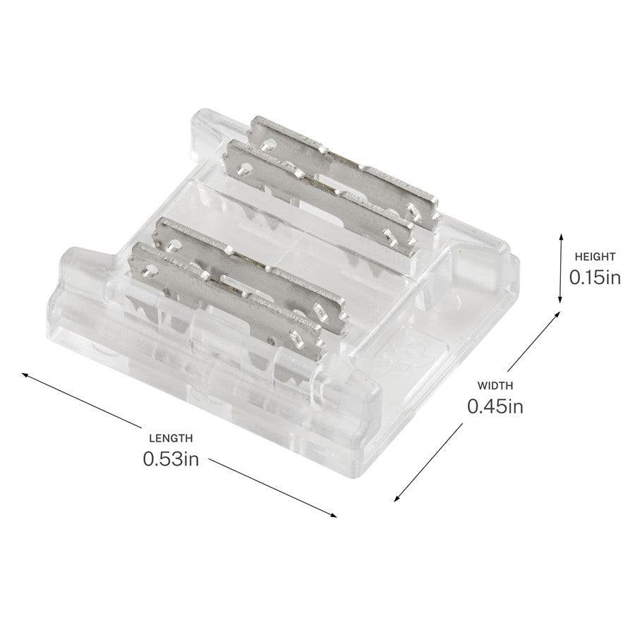 Kichler COB Tunable Tape to Tape Crimp Connectors | Clear Plastic Connector | Under Cabinet & Shelf Lighting | Model 1CTCOBTTCLR