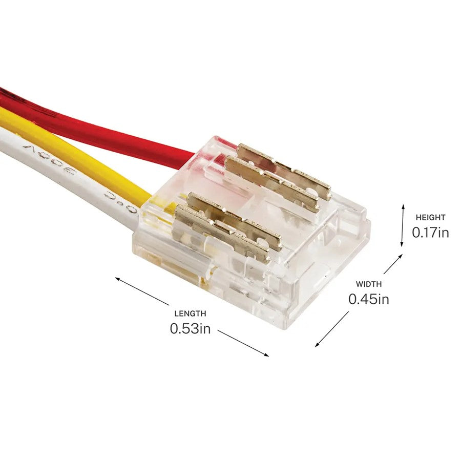 Kichler Tunable Dry Tape Accessories COB Tape to Supply Lead Crimp Connector | Clear Plastic | Dry Locations | 72in Lead Wire | Model 1CTCOBTWSCLR
