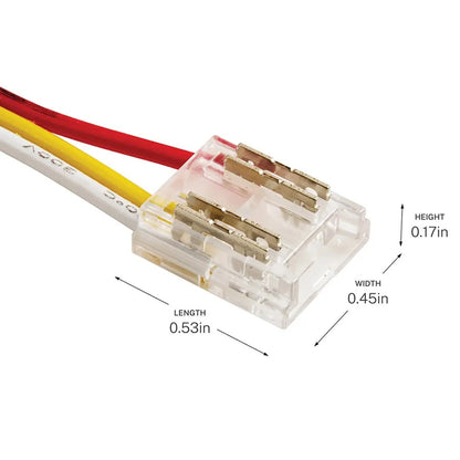 Kichler Tunable Dry Tape Accessories COB Tape to Supply Lead Crimp Connector | Clear Plastic | Dry Locations | 72in Lead Wire | Model 1CTCOBTWSCLR