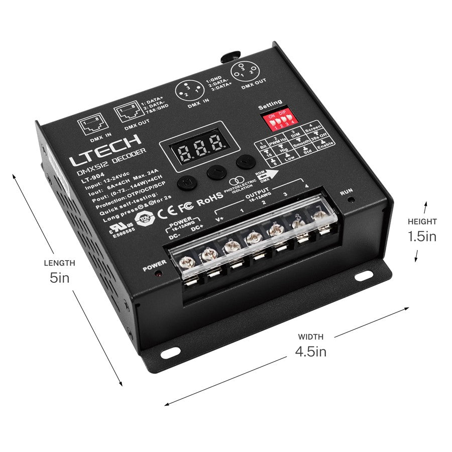 Kichler Wireless DMX 512 Decoder | Black Steel | Tape Light CCT Tuning Accessory | 5 x 4.5 x 1.5 in | Model 1DMXDBK