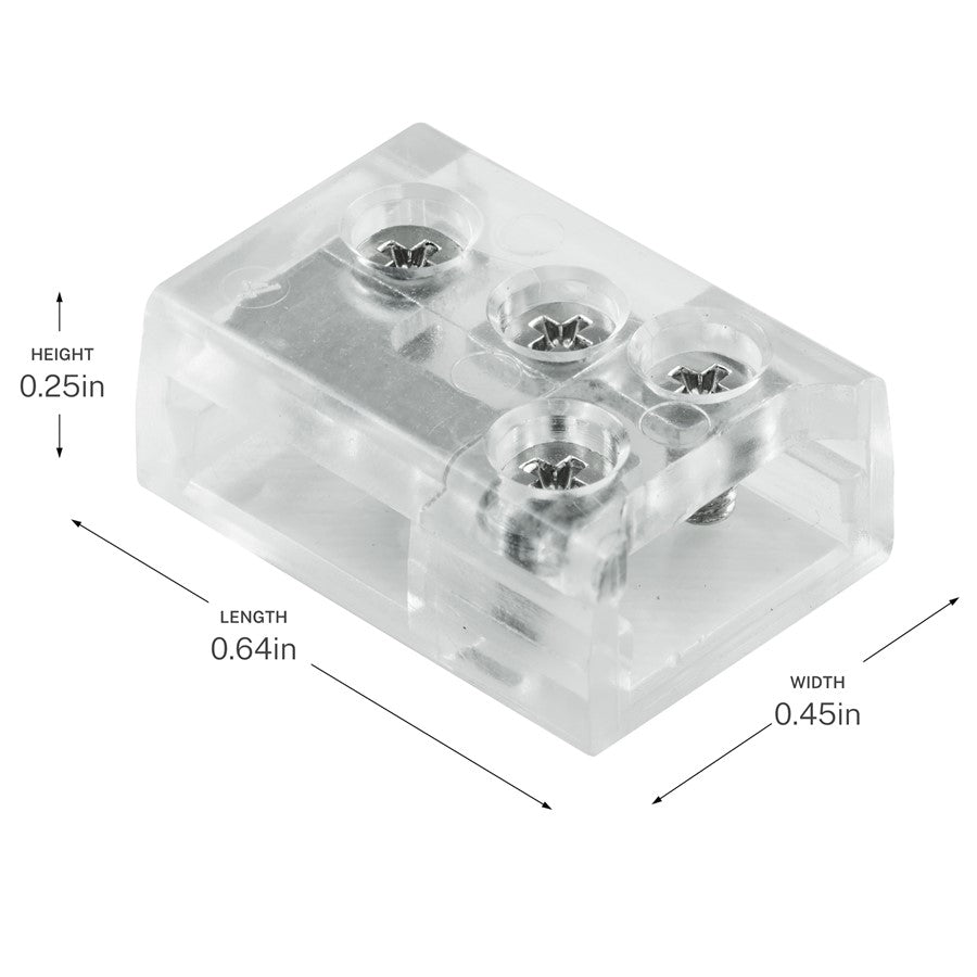 Kichler COB Dry 90 Degree Terminal Block Connector | Clear Plastic | Under Cabinet & Shelf Lighting | 0.64 x 0.45 x 0.25 in | Model 1TBCOB90CLR