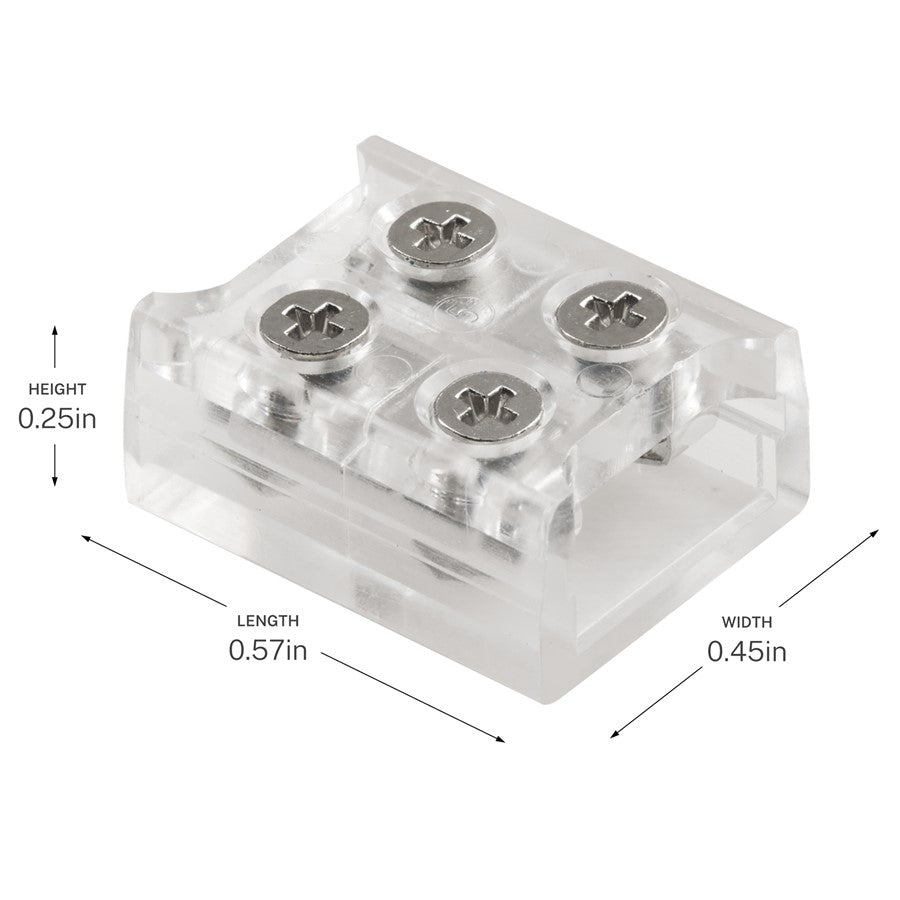 Kichler COB Dry Tape to Tape Terminal Block Connector | Clear Plastic | Under Cabinet & Shelf Lighting | 0.57 x 0.45 x 0.25 in | Model 1TBCOBTTCLR