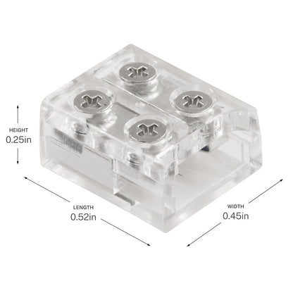Kichler COB Dry Tape Terminal Block Connector | Clear Plastic | Under Cabinet & Shelf Tape Light Jumper | 0.52 x 0.45 x 0.25 in | Model 1TBCOBTWCLR
