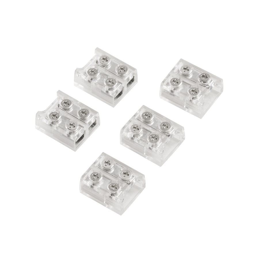 Kichler COB Dry Tape Terminal Block Connector | Clear Plastic | Under Cabinet & Shelf Tape Light Jumper | 0.52 x 0.45 x 0.25 in | Model 1TBCOBTWCLR