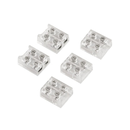 Kichler COB Dry Tape Terminal Block Connector | Clear Plastic | Under Cabinet & Shelf Tape Light Jumper | 0.52 x 0.45 x 0.25 in | Model 1TBCOBTWCLR