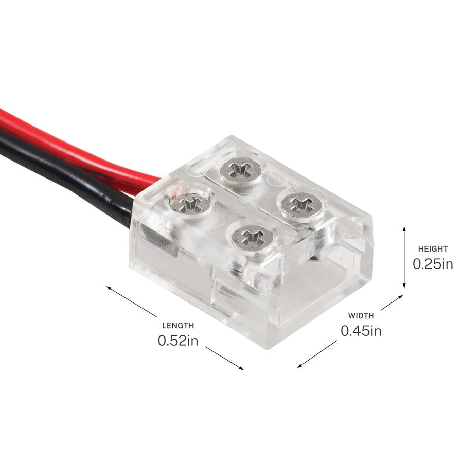 Kichler COB Dry Tape to Supply Lead Terminal Block Connector | Clear Plastic | Under Cabinet & Shelf Lighting | Model 1TBCOBTWSCLR
