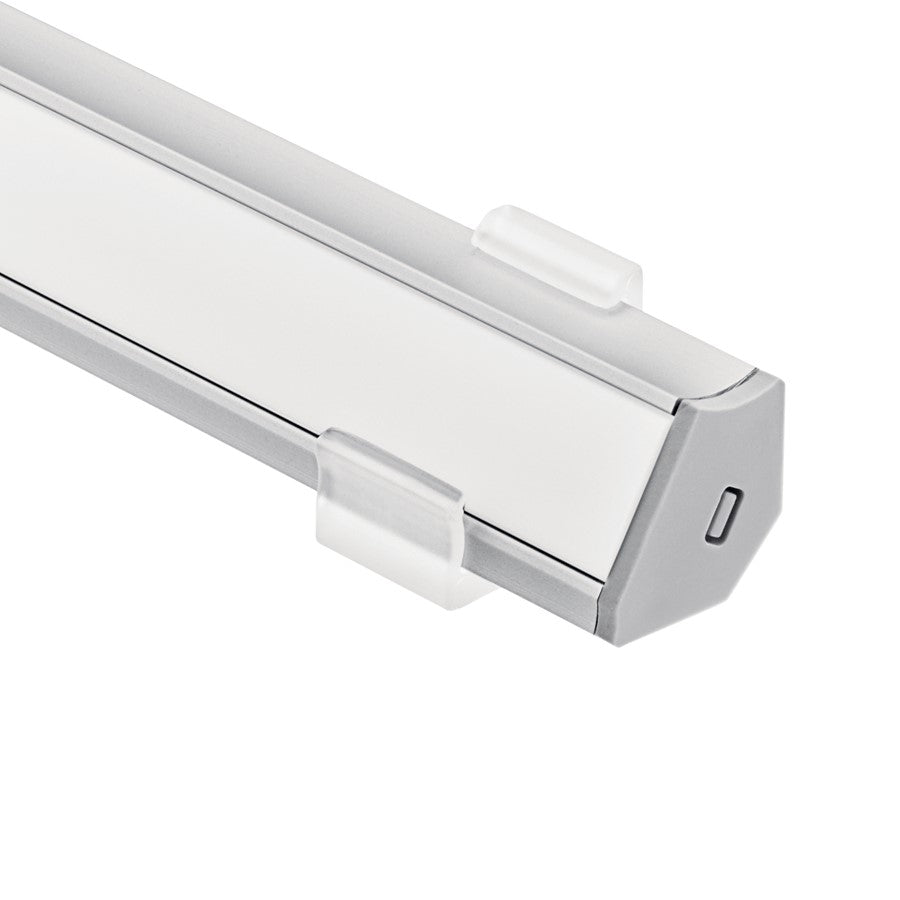 Kichler TE Series 48in 30/60-Degree Extrusion Kit | Silver Aluminum Surface-Mount Channel | Under-Cabinet & Stair Lighting | Model 1TEK3060SF4SIL