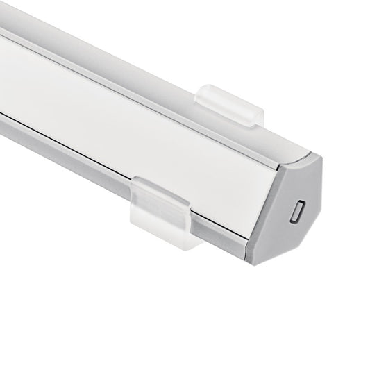 Kichler TE Series 48in 30/60-Degree Extrusion Kit | Silver Aluminum Surface-Mount Channel | Under-Cabinet & Stair Lighting | Model 1TEK3060SF4SIL