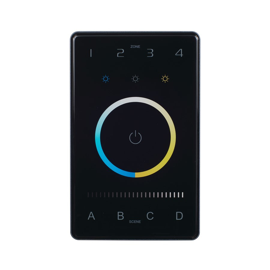 Kichler Tunable Wall Controller | Modern Black Plastic | Indoor Lighting Control | 2700K-6500K CCT Tuning, 4 Zones | Model 1TUNWCTRBK