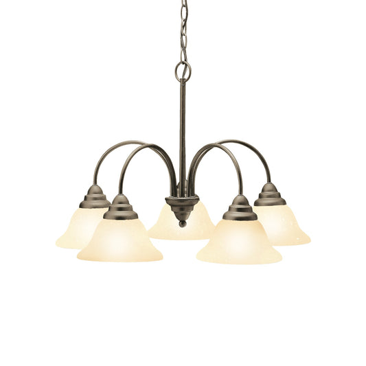 Kichler Telford 24in 5-Light Chandelier | Olde Bronze and Umber Etched Glass | Dining Room & Living Room | 24 x 17 in | Model 2076OZ