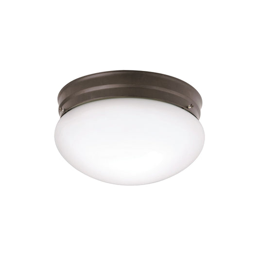 Kichler Ceiling Space 9in 2-Light Flush Mount | Utilitarian Olde Bronze and White Glass | Bedroom & Hallway | 9 x 5 in | Model 209OZ