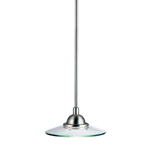 Kichler Galaxie 10in 1-Light Mini Pendant | Modern Brushed Nickel and Clear Glass | Kitchen Island & Dining Room | 10 x 5 in | Model 2641NI
