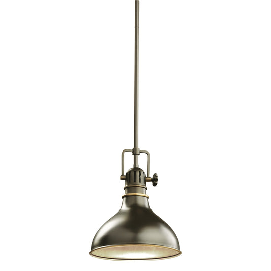 Kichler Hatteras Bay 8in 1-Light Mini Pendant | Industrial Olde Bronze Steel | Kitchen Island & Dining Room | 8 x 10.25 x 48 in | Model 2664OZ