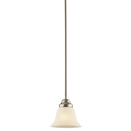 Kichler Wynberg 6in 1-Light Mini Pendant | Brushed Nickel Steel and Satin Etched Glass | Kitchen Island & Dining Room | 6 x 6 in, 36in | Model 2693NI