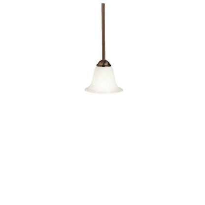 Kichler Dover 6in 1-Light Mini Pendant | Transitional Tannery Bronze and Etched Seeded Glass | Kitchen Island & Breakfast Nook | Model 2771TZ