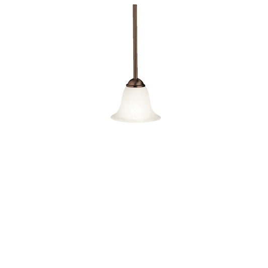 Kichler Dover 6in 1-Light Mini Pendant | Transitional Tannery Bronze and Etched Seeded Glass | Kitchen Island & Breakfast Nook | Model 2771TZ