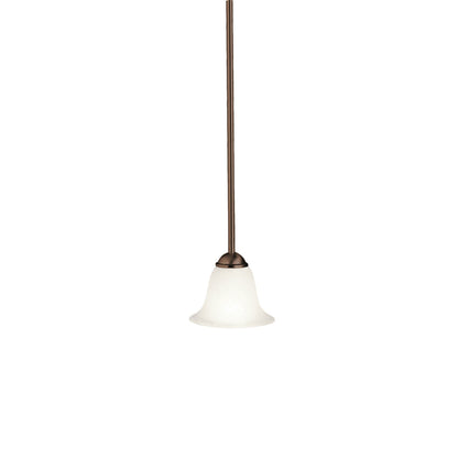 Kichler Dover 6in 1-Light Mini Pendant | Transitional Tannery Bronze and Etched Seeded Glass | Kitchen Island & Breakfast Nook | Model 2771TZ