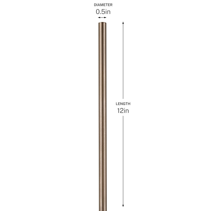 Kichler 12in Accessory Stem | Lacquered Bronze Brass | Ceiling Fan Extension | 12 in L | Model 2999LBZ