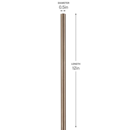 Kichler 12in Accessory Stem | Lacquered Bronze Brass | Ceiling Fan Extension | 12 in L | Model 2999LBZ