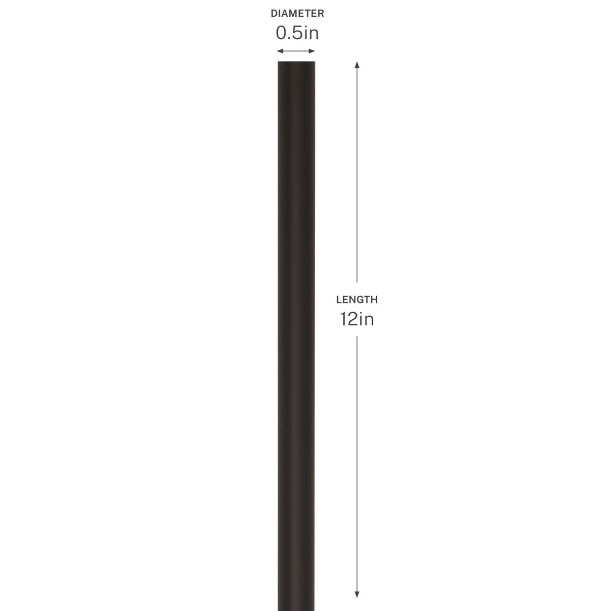 Kichler 12in Stem Segment | Olde Bronze Steel | Ceiling Fan Downrod Accessory | 12 x 0.5 in | Model 2999OZ