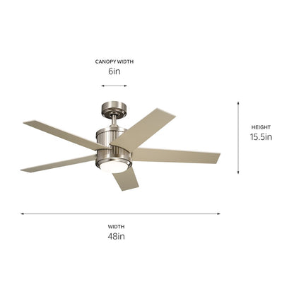 Kichler Brahm Ceiling Fan, Etched Cased Opal