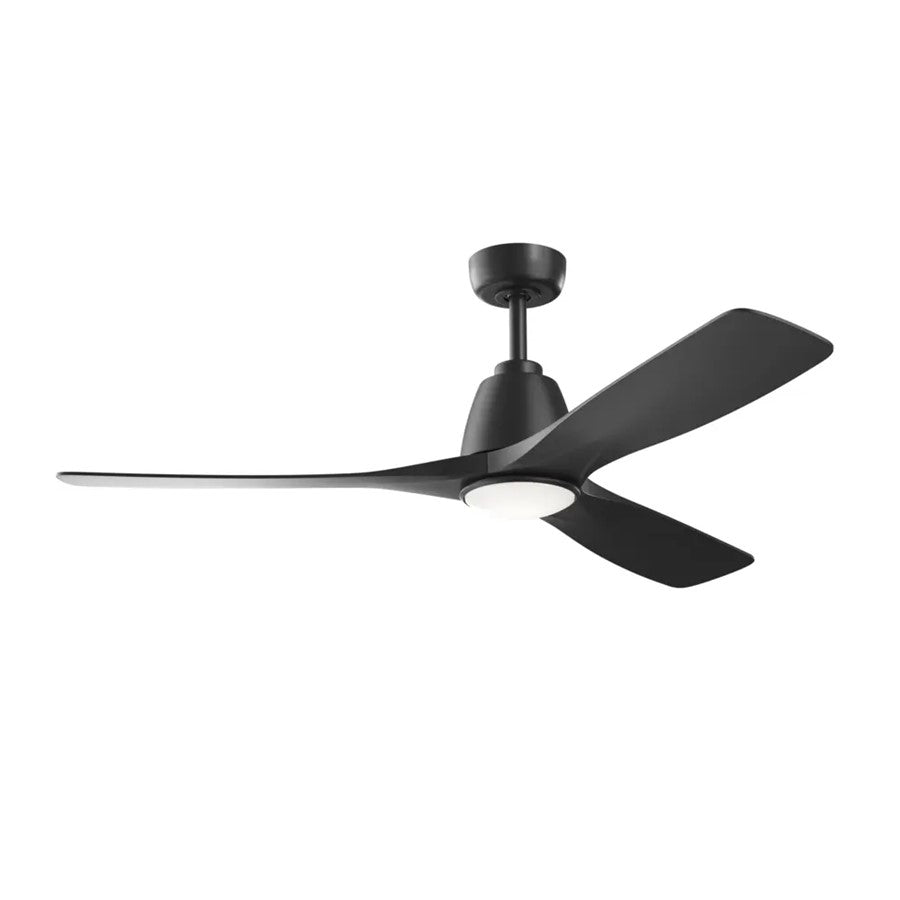 Kichler Volos II 54in 3-Blade Ceiling Fan | Matte Black Steel and Black Blades | Living Room & Bedroom | 1742 Lumens, 3000K | Model 300054-BK
