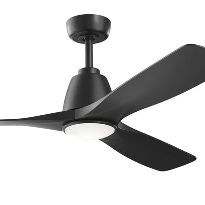 Kichler Volos II 54in 3-Blade Ceiling Fan | Matte Black Steel and Black Blades | Living Room & Bedroom | 1742 Lumens, 3000K | Model 300054-BK