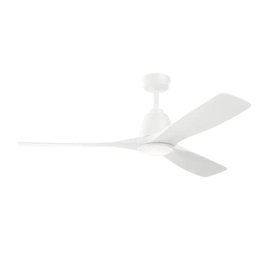 Kichler Volos II 54in 3-Blade Ceiling Fan | Matte White Steel and White Blades | Living Room & Bedroom | 1742 Lumens, 3000K | Model 300054-MWH