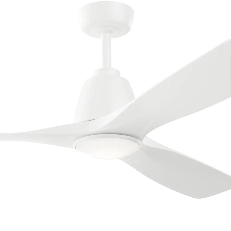 Kichler Volos II 54in 3-Blade Ceiling Fan | Matte White Steel and White Blades | Living Room & Bedroom | 1742 Lumens, 3000K | Model 300054-MWH