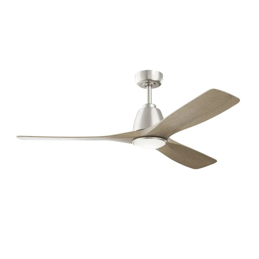 Kichler Volos II 54in 3-Blade Ceiling Fan | Brushed Nickel Steel and Distressed Antique Gray Blades | Living Room & Bedroom | Model 300054-NI