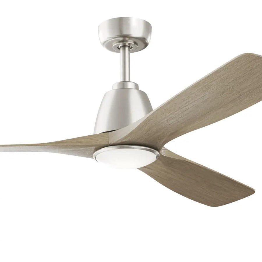 Kichler Volos II 54in 3-Blade Ceiling Fan | Brushed Nickel Steel and Distressed Antique Gray Blades | Living Room & Bedroom | Model 300054-NI